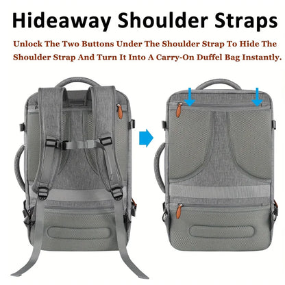 Mochila de viagem com porta de carregamento USB, vários sacos organizadores e compartimento para sapatos, mochila de bagagem de gr