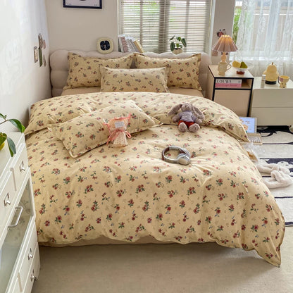 Vintage Floral Duvet Cover Set, 3pcs Botanical Bedding Garden Style Flowers Reversible Comforter Covers Luxury Soft Breathable