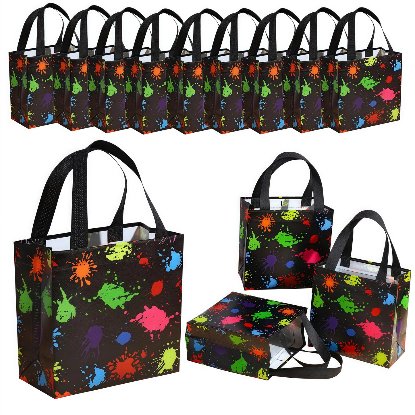 4/10/20 Pieces Colorful  Non-woven Printed Hand-Held Gift Bags Festive Party Packaging Bags Shopping Bags