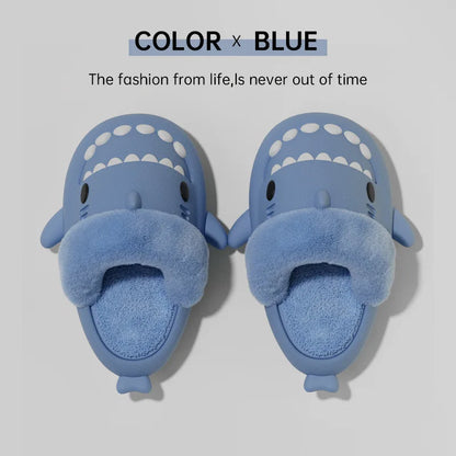 New Waterproof Plush Boys Girls Shoes Toddler Baby Winter Kids Slippers Shark Slides Indoor Winter Men's Shark Cotton Slipper