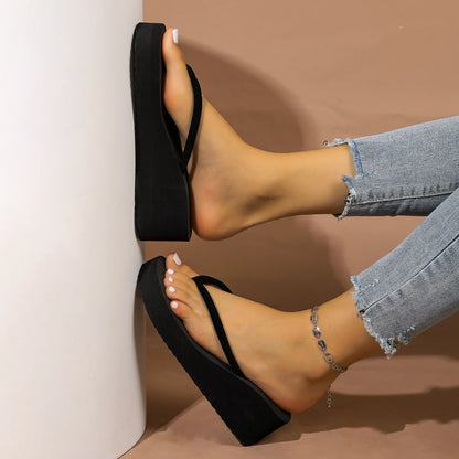 Chinelos de Mulher Chinelos de Praia de Verão com Cunha Chinelos de Dedo Sandálias de Plataforma Saltos Altos Slides Sapatos Ortopédicos de Mulher para Exterior