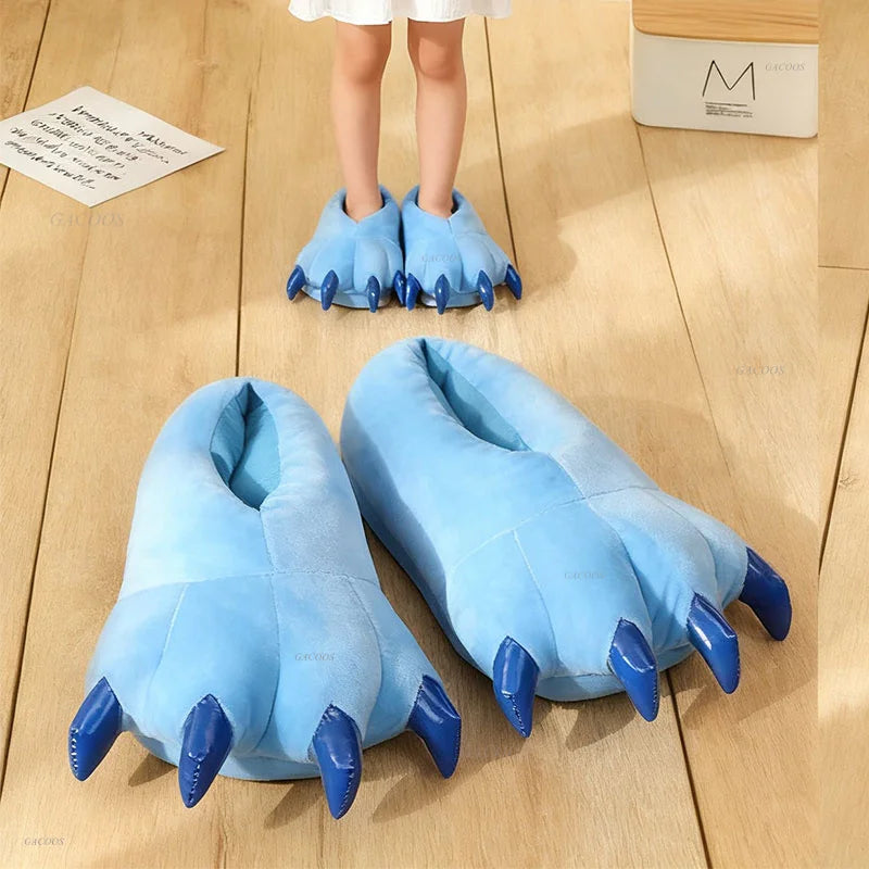 Winter Warm Soft Indoor Floor Slipper Women Men Shoes Paw Funny Animal Christmas Monster Claw Plush Home Onesie Shoes for Couple