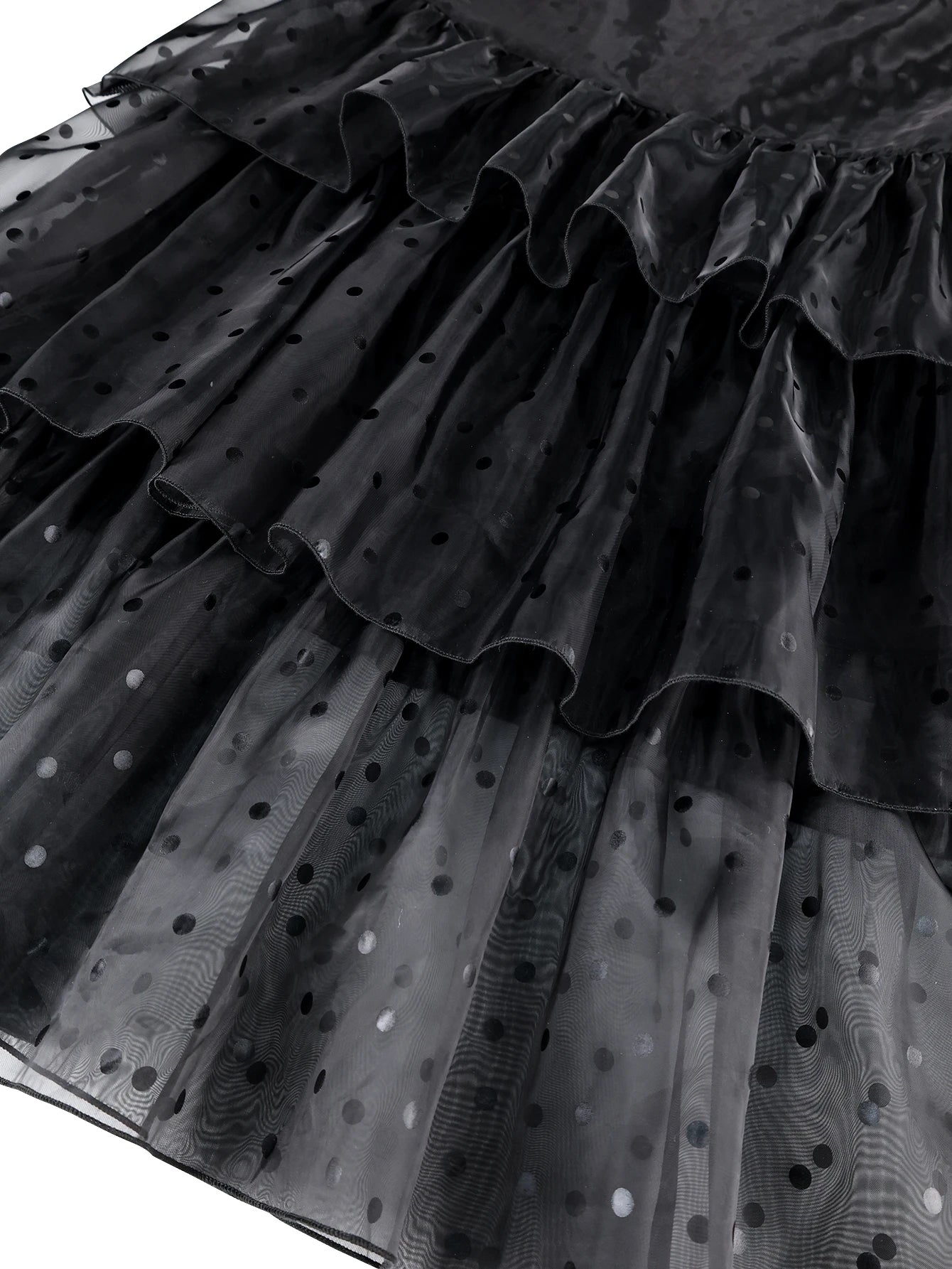Women Polka Dot Dresses Sheer Organza O Neck Long Lantern Sleeve Ruffles Party Celebrate Occasion Birthday Stylish African New