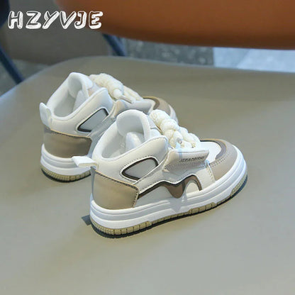 Sapatilhas Desportivas Novas de Primavera Outono para Criança, Sapatos de Tabuleiro Casuais para Menino, Sapatos de Corrida Dopamina da Moda de Cano Alto para Menina