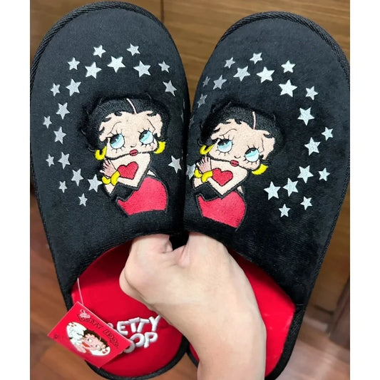 Betty Boop Slippers Anime Women Plush Slipper Cute Cartoon Comfy Warm Home Shoes Kawaii Anti Skid Soft Outdoor Sole Slippers