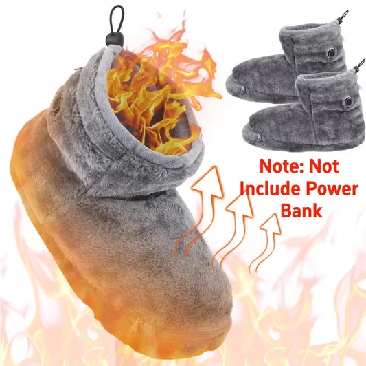USB Heater Foot Shoes Winter Warm Snow Boots Comfortable Plush Warm Electric Slippers Winter Warming Slipper for Women Men