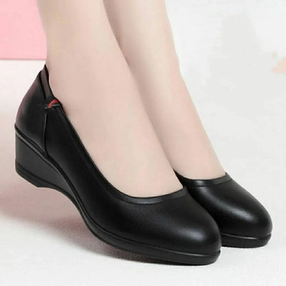 sapatos femininas women cute sweet apricot high quality pointed toe wedge heel shoes lady classic office career work shoes ea175