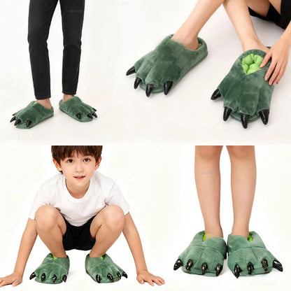 Winter Warm Soft Indoor Floor Slipper Women Men Shoes Paw Funny Animal Christmas Monster Claw Plush Home Onesie Shoes for Couple