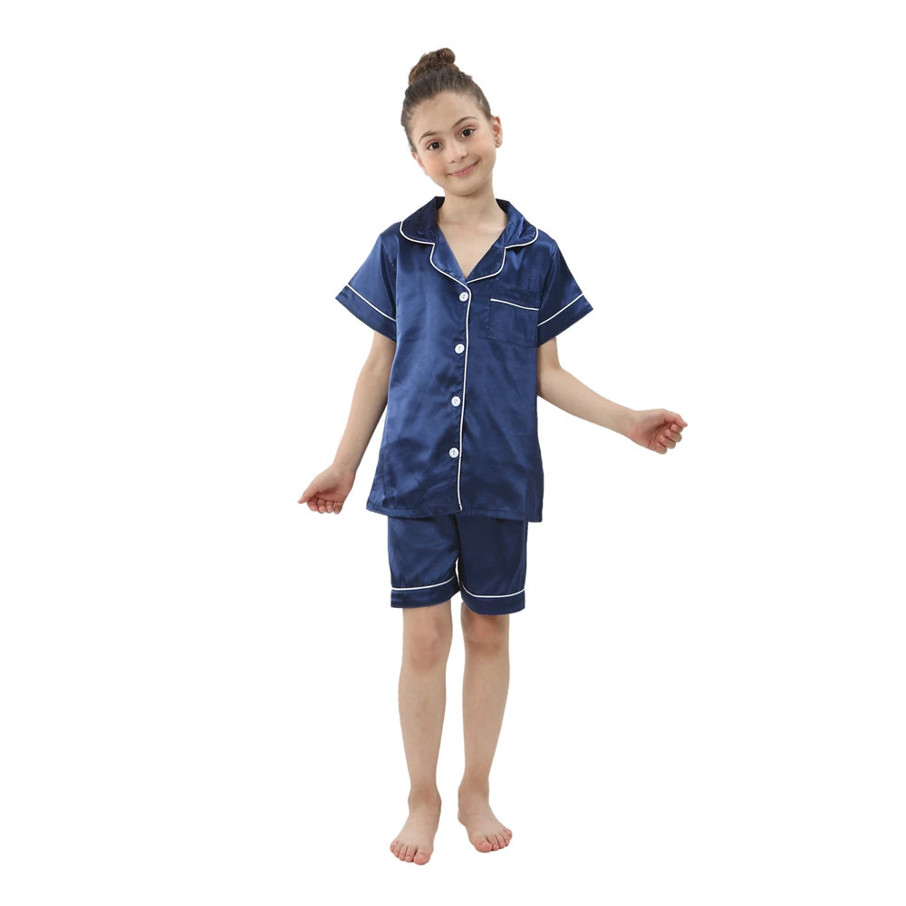 baby sleepwear kids pajamas set teenager loungewear children home clothing boys silk satin pijamas girls nightgowns for party