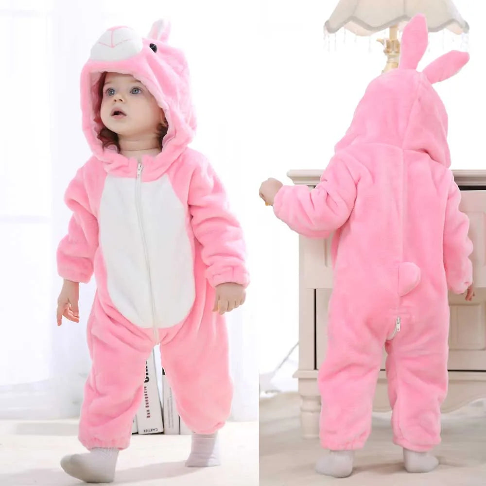 Toddler Boys Girls Kigurumi Pajamas 0-4 Years Children Sleepwear Winter Baby Rompers Infant Flannel Warm Clothes Animal Onesies