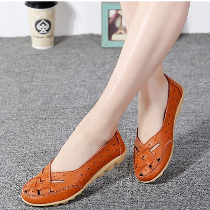 Sapatos Rasos para Mulher 2023 Novos Sapatos de Couro Respiráveis para Mulher Mocassins Sapatos Rasos de Couro Macio Sapatos Casuais Femininos Zapatos Para Mujeres