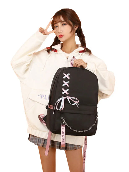 Mochila Escolar Mochila de Estudante Adolescente Bolsa Escolar Os Diários da Boticária Maomao Anime com Lancheiras Portáteis 3 Peças