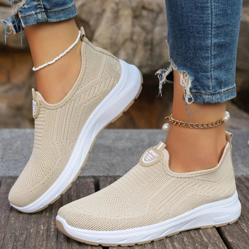 Sapatilhas Slip On para Mulher, Sapatilhas Respiráveis Brancas para Mulher, Sapatilhas Casuais, Sapatilhas Desportivas, Sapatilhas Vulcanizadas Confortáveis para Mulher