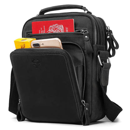 HUMERPAUL Mala de Homem em Couro Genuíno Vintage, Bolsas de Tiracolo, Grande Capacidade, Bolsa de Mensageiro Masculina, Mala de Viagem Bolso Hombres