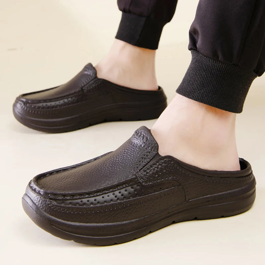 Men's shoes spring and summer new breathable waterproof non slip oil resistant soft soles fashion casual chef shoes driving shoe
