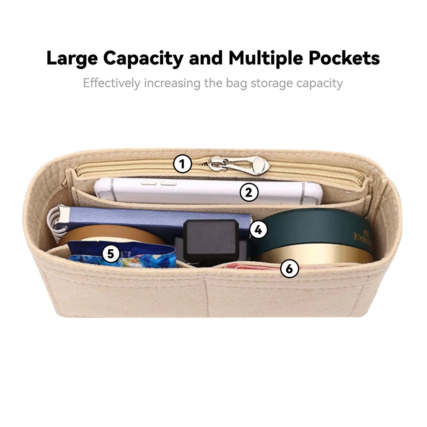 Felt Insert Bag Organizer, Makeup Organizers, Liner Perfect for Brand Women's Handbags For And Cosmetic Bags