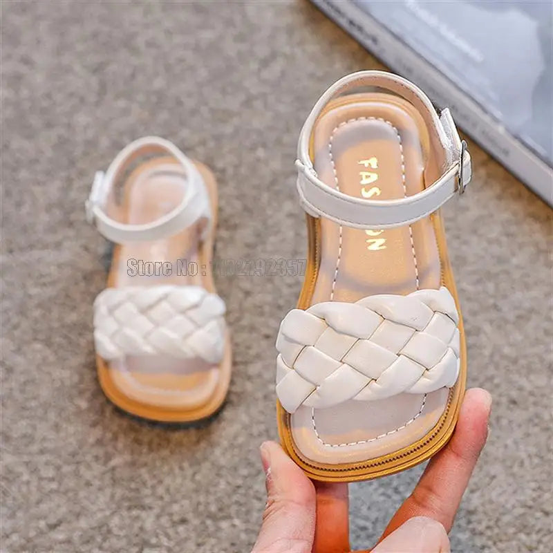 Sapatilhas de Verão para Crianças Meninas Pequenas Sandálias de Praia da Moda Princesa Vestido de Festa Sola Macia Sapatos de Bebé e Criança