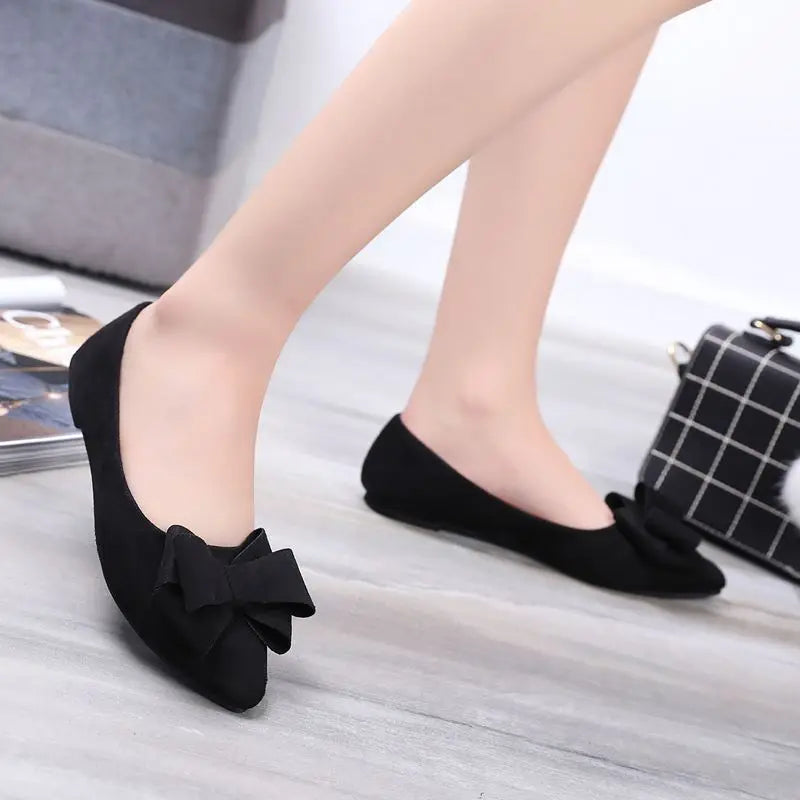 Mulher Moda Laço Verde Flock Sapatilhas Zapatos De Mujer Sapatos Casuais de Senhora Pretos para Escritório e Festa Sapatos Femininas A99