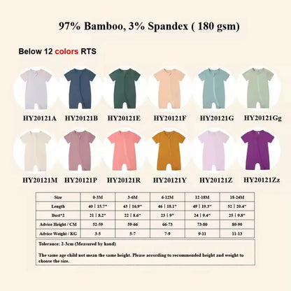 2026 Summer Baby Bamboo Fiber Jumpsuit Short Sleeve Breathable Pajama Baby Girls Boys Sleepwear Newborns Bodysuit