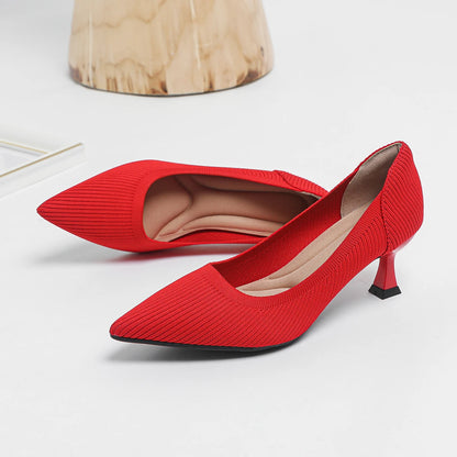 Women's High Heels Fashion Pattern Soft Knitted Comfortable Breathable Shoes 2025 New (6cm High)