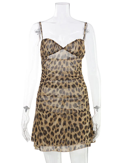 CNYISHE Leopard Pints Camisoles Sheath Fashion Women Dresses Sxexy Club Chic Bodycon Party Casual Outfits Female Vestidos