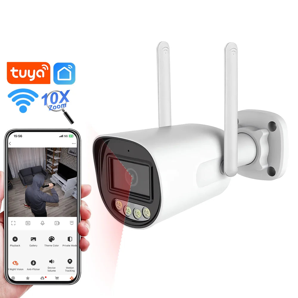 Tuya Câmara IP 5MP HD WiFi Segurança Doméstica Vigilância Sem Fios Exterior Impermeável Vídeo HD Visão Noturna CCTV Bullet