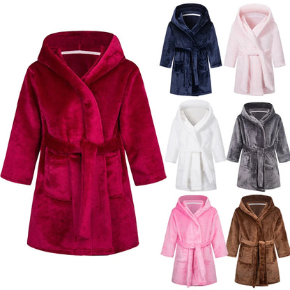 Winter Christmas Bath Robe For Girls Pajamas Animal Hooded Robes Children Dressing Gown Boys Sleepwear Kids Bathrobe 6 8 10 12Y