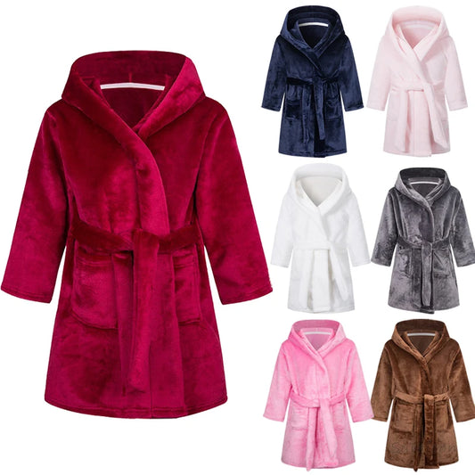 Winter Christmas Bath Robe For Girls Pajamas Animal Hooded Robes Children Dressing Gown Boys Sleepwear Kids Bathrobe 6 8 10 12Y
