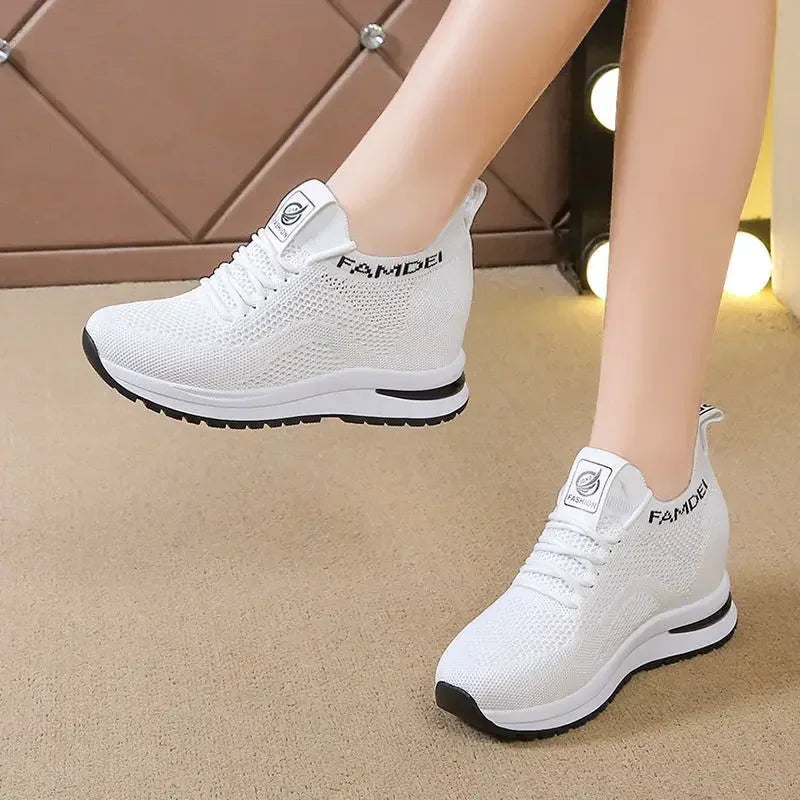 Sapatos Casuais de Primavera Outono 2026 para Mulher Sapatilhas de Plataforma em Malha Respirável da Moda Desporto Feminino Novas Sapatilhas de Designer Tenis De Mujer