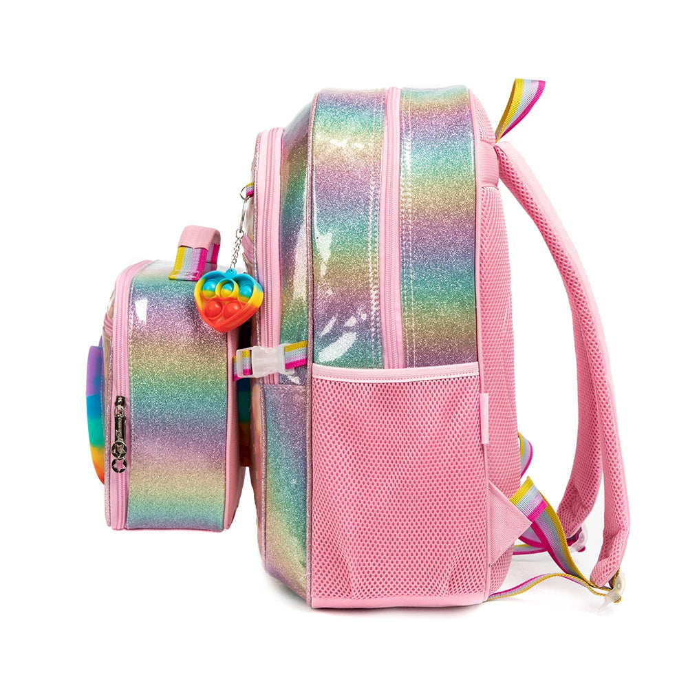 3pcs Sets Cute Love Design Girls' School Backpack Mochilas for Elementary School Bags With Lunch Box Pencil Case Age 6-13