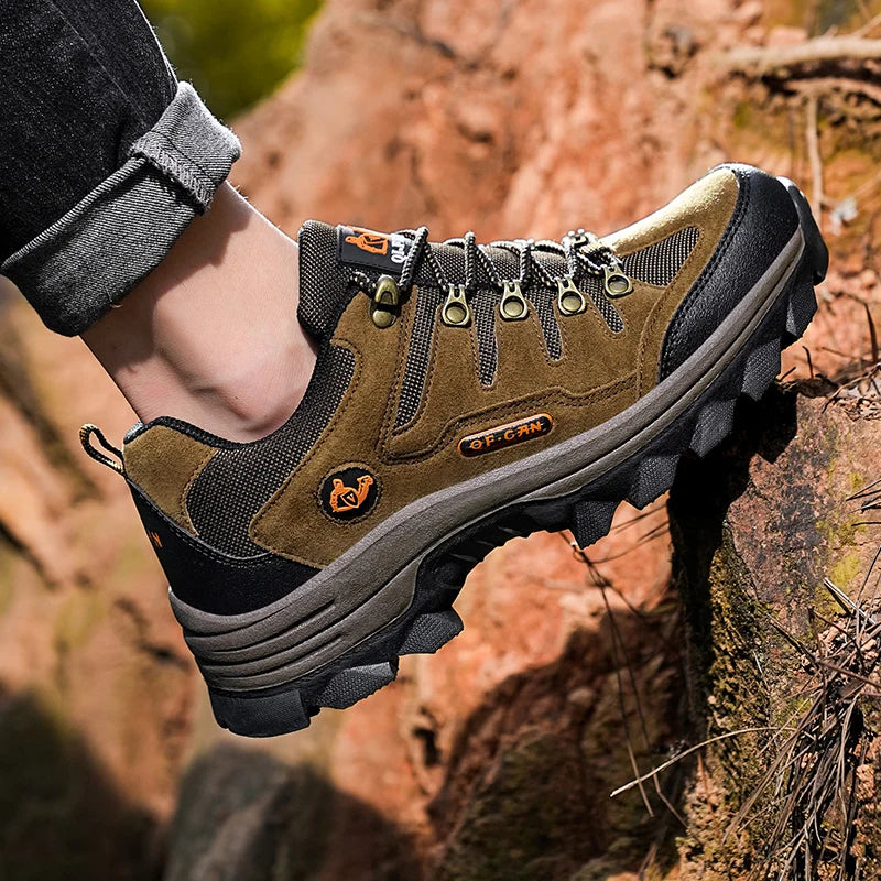 Outdoor Men's Sneaker Autumn Winter Couples Casual Shoes Mountaineering Shoes Men's Leather Walking Shoes Large Footwear
