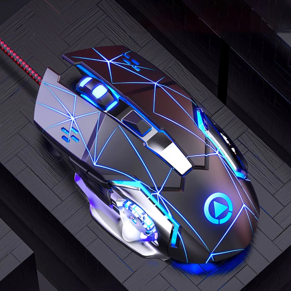 Rato Com Fio com Luzes Coloridas Rato USB Iluminado a 7 Cores Rato Mecânico com Som Rato Mecânico Acessórios de Computador