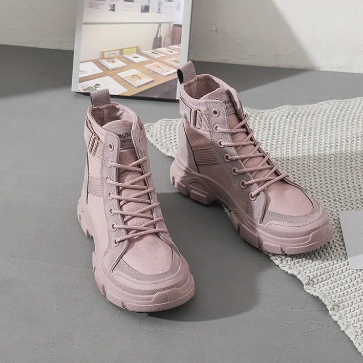 Women Boots Canvas Ankle Boots for Women Platform Desert Boots High-top Shoes Woman Hiking Women's Sneaker Trend Motorcycle Boot