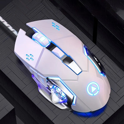Rato Com Fio com Luzes Coloridas Rato USB Iluminado a 7 Cores Rato Mecânico com Som Rato Mecânico Acessórios de Computador