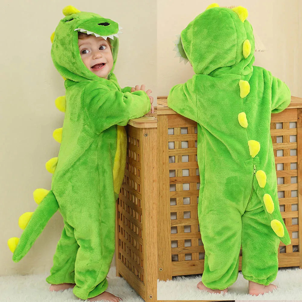 Toddler Boys Girls Kigurumi Pajamas 0-4 Years Children Sleepwear Winter Baby Rompers Infant Flannel Warm Clothes Animal Onesies