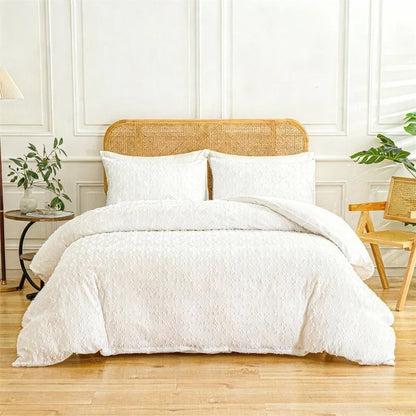 2/3pcs Tufted Beige Duvet Cover Full/Queen/King Size Boho Tufted Microfiber Bedding Set All Seasons for Home Wedding Decoration