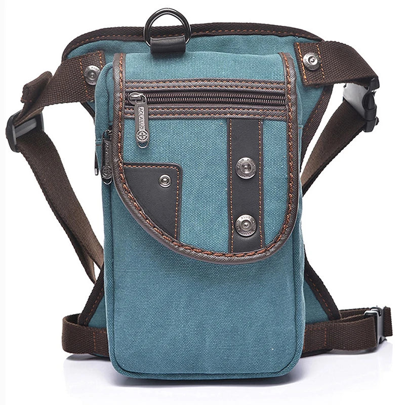 Bolsa de Cintura Masculina para Perna de Motociclista em Nylon/Lona Militar/Assalto Bolsa de Perna de Anca Masculina Transversal com Cinto