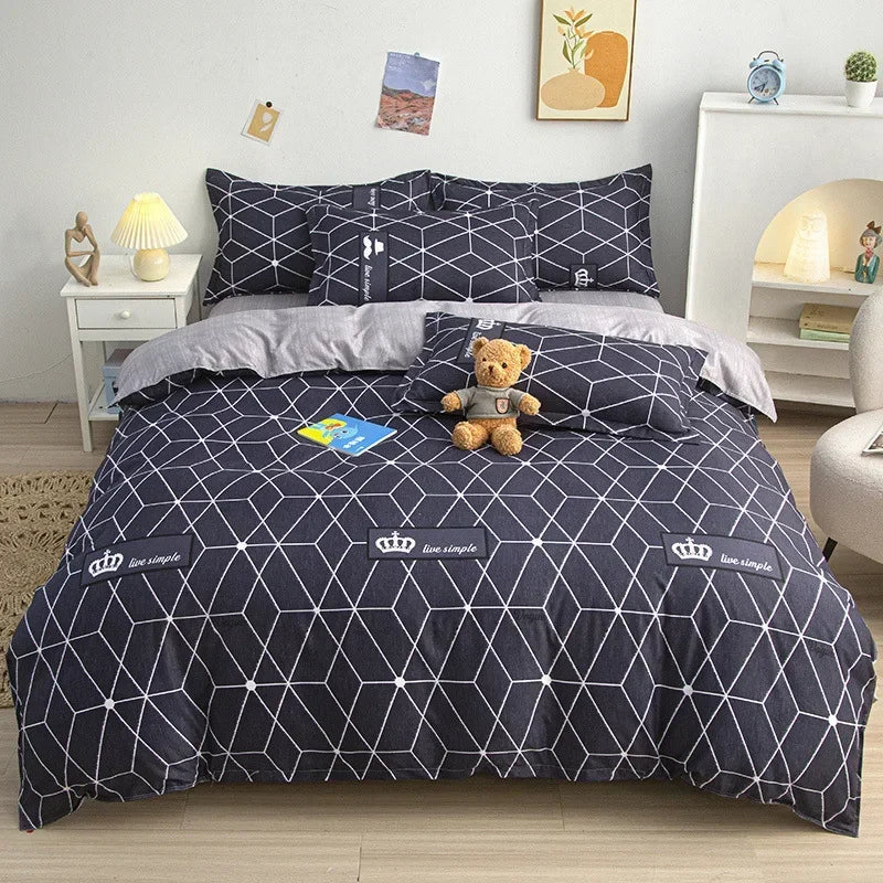 Cute Cartoon Print Duvet Cover 220x240 Lovely Pattern Adults Kids Quilt Cover AB Double-sided Comforter Covers No Pillow Cases