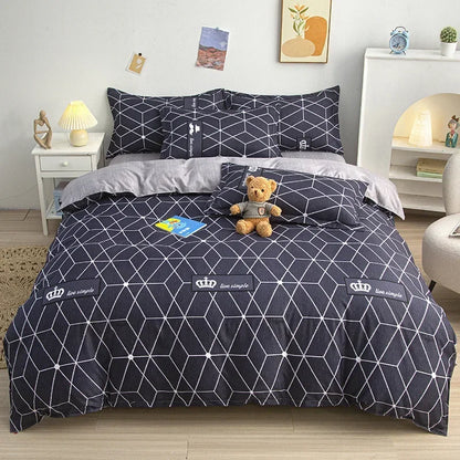 Cute Cartoon Print Duvet Cover 220x240 Lovely Pattern Adults Kids Quilt Cover AB Double-sided Comforter Covers No Pillow Cases
