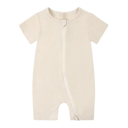 2026 Summer Baby Bamboo Fiber Jumpsuit Short Sleeve Breathable Pajama Baby Girls Boys Sleepwear Newborns Bodysuit