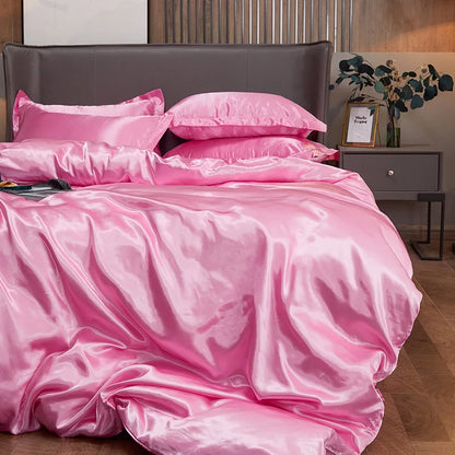 Duvet Cover Set Bed 120/150/180/200 Tencel Silk Bedding Set Black Green White Summer Sheet Luxury Stretch Fitted Sheet 180x200