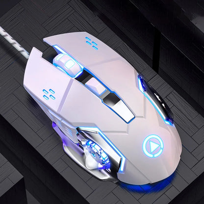 Rato Com Fio com Luzes Coloridas Rato USB Iluminado a 7 Cores Rato Mecânico com Som Rato Mecânico Acessórios de Computador