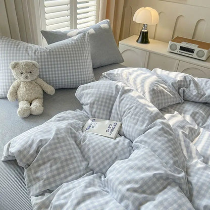 Classic Duvet Cover Set with Pillowcases Flat Sheet Nordic Style No Comforter 2025 New Bedding Kit Double Twin Size Bed Linens