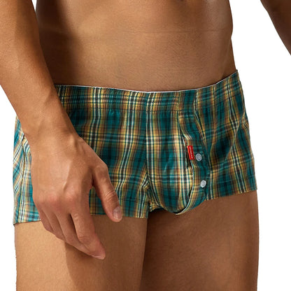 SEOBEAN Men's Plaid Cotton Boxer Shorts Comfortable Breathable Soft Sleepwear for Home Daily Wear Lounge Bottoms