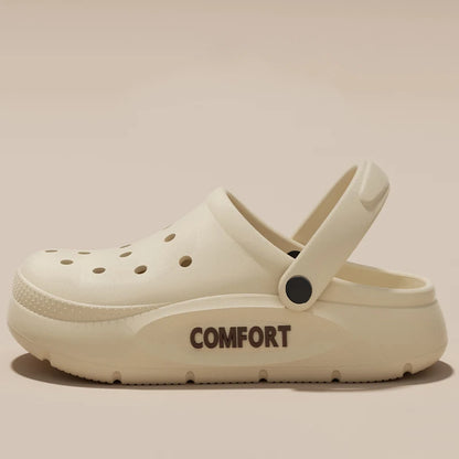 Women's Men's Slippers Summer Anti-Slip Couple Hollow Covered Toe Indoor Outdoor Casual Thick Bottom Sandals for Home Adults