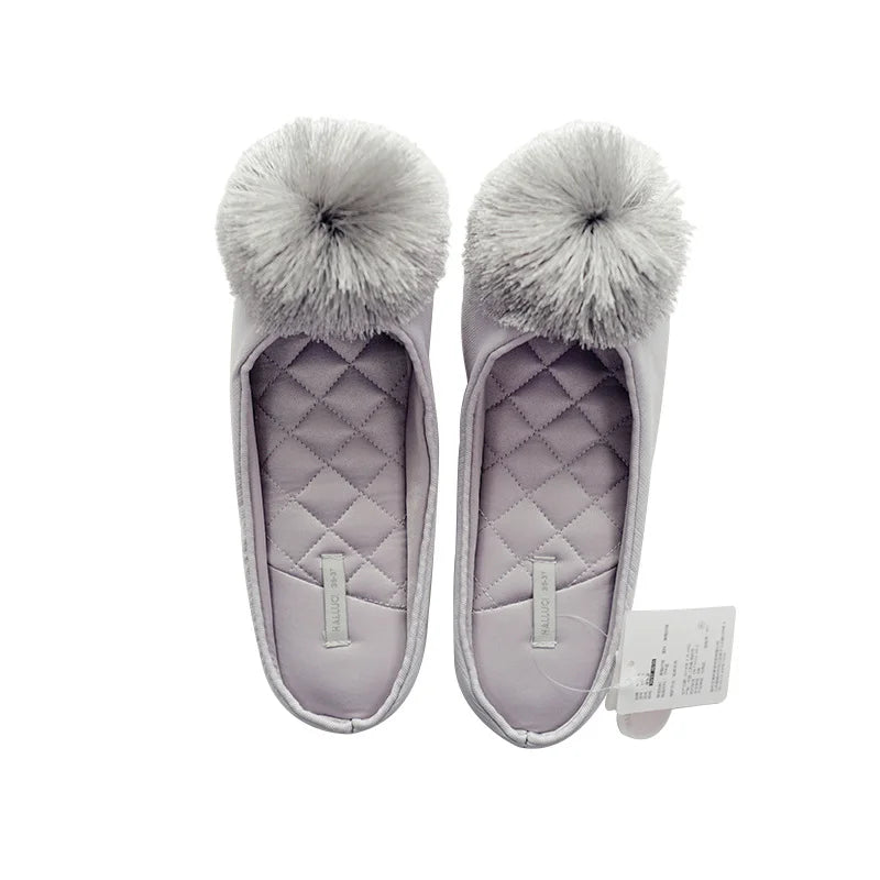 Women Home Slippers Indoor Winter Slippers Flat Silk  Adult Ladies Soft Slipper House Mules