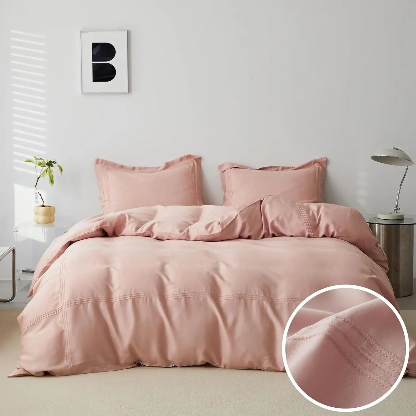 Simple&Opulence 100% Eucalyptus Lyocell Tencel Duvet Cover Set Cooling Breathable Soft Silky