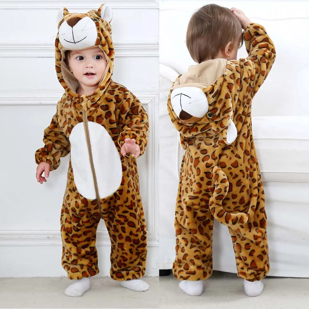 Toddler Boys Girls Kigurumi Pajamas 0-4 Years Children Sleepwear Winter Baby Rompers Infant Flannel Warm Clothes Animal Onesies