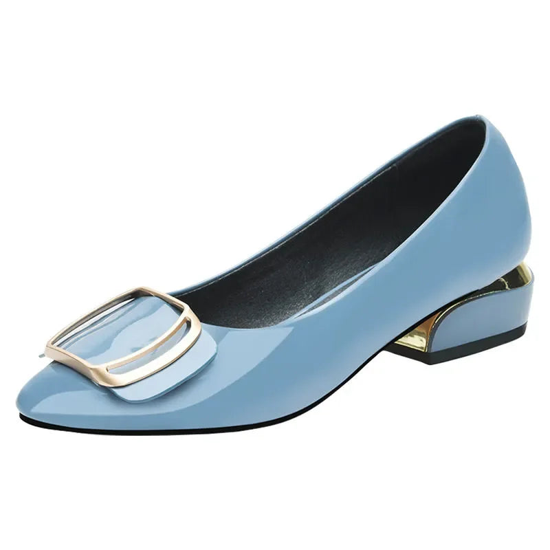 sapatos femininas women light weight elegant sky blue comfort slip on square heel shoes lady cute office career work shoes ea184