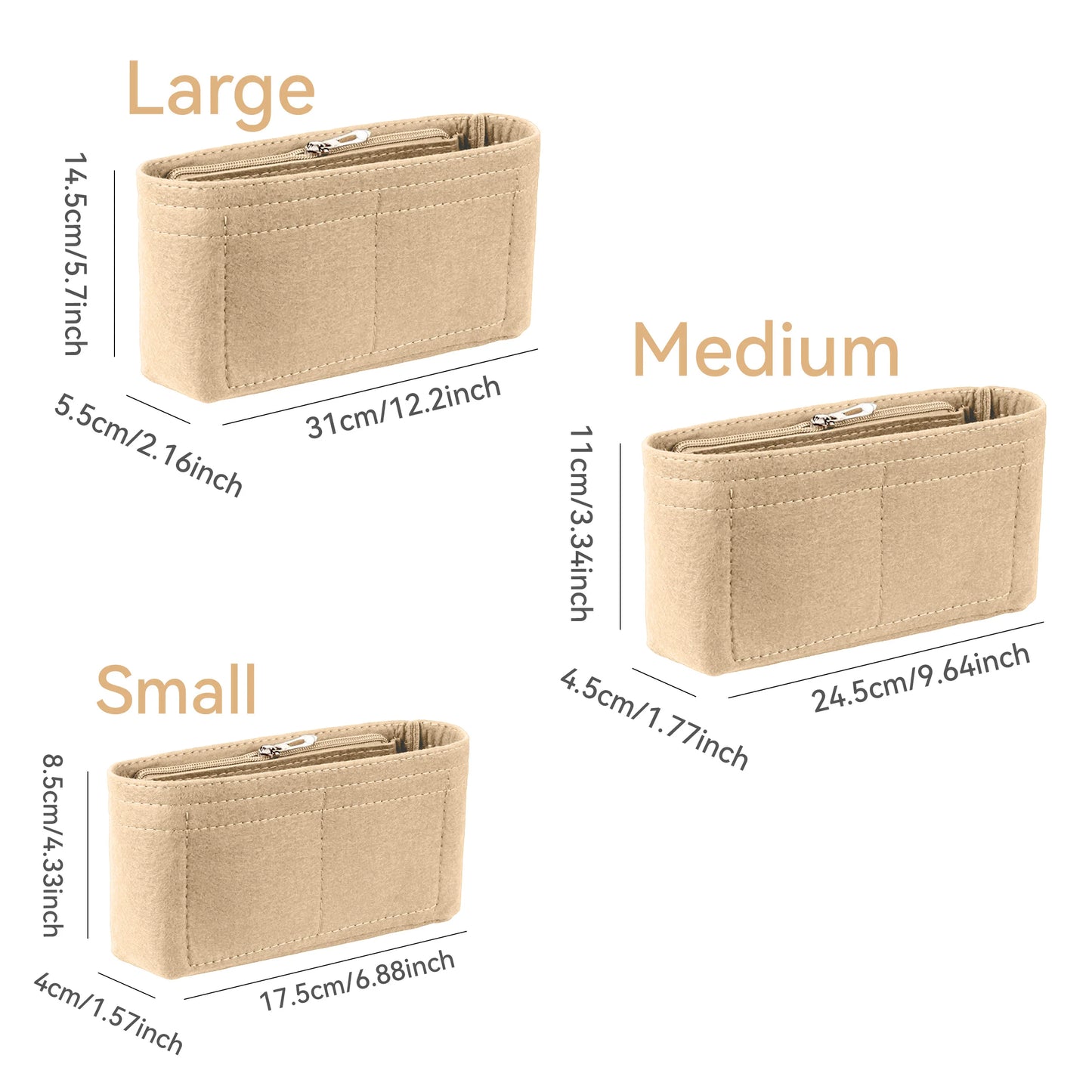Felt Insert Bag Organizer, Makeup Organizers, Liner Perfect for Brand Women's Handbags For And Cosmetic Bags